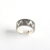 Japanese And Korean S925 Sterling Silver Geometric Dot Wide Face Trendy Wild Open Ring main image 6
