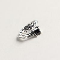 Korean Zircon Index Finger Silver S925 Sterling Silver Retro Black Zircon Open Ring main image 1