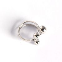 Korean S925 Sterling Silver Minimalist Geometric Light Bead Three Round Bead Line Open Ring main image 6