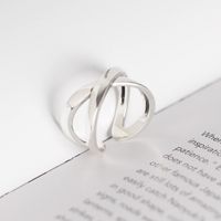S925 Sterling Silver Ring Korean Smooth Cross Open Ring Personality Joint Ring main image 5