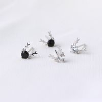Fashion Antler Earrings S925 Silver Simple Christmas Elk Diamond Zircon Earrings main image 3
