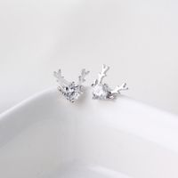 Fashion Antler Earrings S925 Silver Simple Christmas Elk Diamond Zircon Earrings main image 4