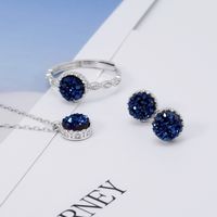 Accessories S925 Silver Chain Fashion Simple Inlaid Agate Crystal Bud Jewelry Earrings Ring Necklace main image 5