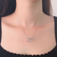 Collar De Plata Con Colgante De Anillo Doble De Diamante Completo De Diseño Femenino Coreano S925 Al Por Mayor main image 4