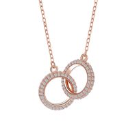 Korean Female Design Full Diamond Double Ring Pendant S925 Silver Necklace Wholesale main image 6