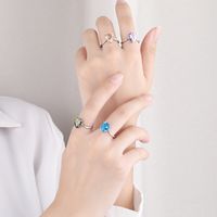 European And American Fashion Inlaid Color Treasure S925 Silver Opening Retro Fashion Ring Wholesale main image 4