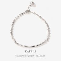 S925 Argent Simple Petit Bracelet De Perles Rondes Smiley Main Bijoux Niche Design Cadeau De Saint Valentin main image 3