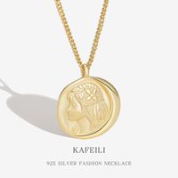 Korean Portrait Medusa Medal Tag S925 Silver Necklace Wholesale main image 3