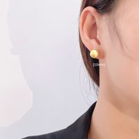 Korean S925 Silver Earrings Design Sense Simple Gold-plated Small Round Beads Peas Earrings main image 3