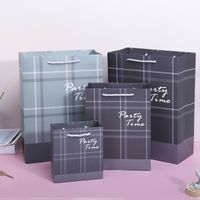 Small Plaid Ins Style Business Plaid Gift Bag Packaging Bag Simple Handbag Clothing Store Paper Bag In Stock Wholesale main image 3