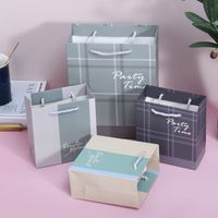 Small Plaid Ins Style Business Plaid Gift Bag Packaging Bag Simple Handbag Clothing Store Paper Bag In Stock Wholesale main image 5