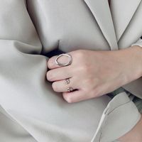 S925 Sterling Silver Simple Pin Female Ring Personality Opening Silver Ring main image 4