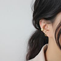 Korean S925 Sterling Silver Ear Cuff Minimalist Personality All-match Glossy Ear Buckle Ear Clip main image 4