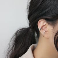 Korean S925 Sterling Silver Ear Cuff Minimalist Personality All-match Glossy Ear Buckle Ear Clip main image 3