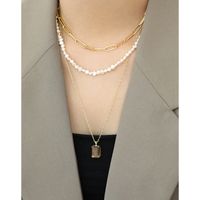 Korean Geometric Chain Clavicle S925 Sterling Silver Necklace Female main image 3