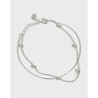 Korean Version Of S925 Sterling Silver Personality Minimalist Beaded Snake Bone Chain Double Layer Bracelet main image 1