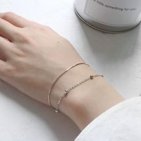 Korean Version Of S925 Sterling Silver Personality Minimalist Beaded Snake Bone Chain Double Layer Bracelet main image 4
