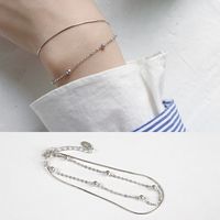 Korean Version Of S925 Sterling Silver Personality Minimalist Beaded Snake Bone Chain Double Layer Bracelet main image 6