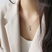 Xt166 Korean Style S925 Sterling Silver Personalized Love Lock Head Pendant Clavicle Necklace Charm Student Female Silver Accessories main image 5