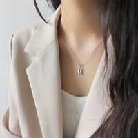 Xt166 Korean Style S925 Sterling Silver Personalized Love Lock Head Pendant Clavicle Necklace Charm Student Female Silver Accessories main image 6