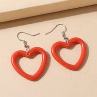 Korean Simple Fashion Hollow Resin Peach Heart Earrings Wholesale sku image 4