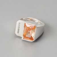 925 Sterling Silver Mask Face Faceted Orange Pink Zircon Ring main image 4