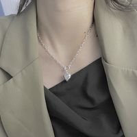 Korea Retro 925 Sterling Silber Herz Halskette Weibliche Ot Schnalle Halskette Großhandel main image 4