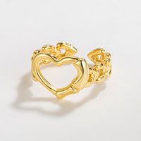 Korean S925 Sterling Silver Hollow Heart-shaped Ring Simple Retro Love Ring main image 1