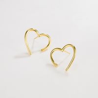 Coreano Importado Ins Diseñador Modelo S925 Corazón Amoroso En Plata De Ley Hueco Forma Melocotón Corazón Línea Personalizado Pendientes main image 1