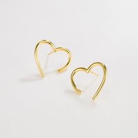 Korean Imported Ins Designer Model S925 Loving Heart In Sterling Silver Hollow Shape Peach Heart Line Personalized Ear Studs main image 1