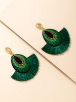European And American Bohemian Green Tassel Earrings Personality Tassel Earrings Women main image 3