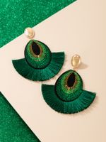 European And American Bohemian Green Tassel Earrings Personality Tassel Earrings Women main image 5