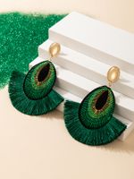 European And American Bohemian Green Tassel Earrings Personality Tassel Earrings Women main image 6