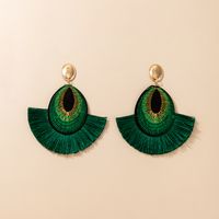 European And American Bohemian Green Tassel Earrings Personality Tassel Earrings Women sku image 1