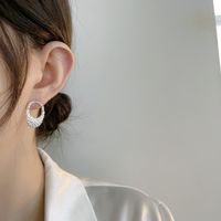 S925 Sterling Silver Minimalist Geometric Oval Hollow Earrings Texture Pattern Earrings main image 4