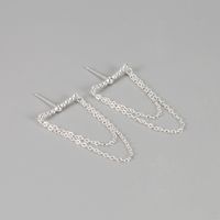 S925 Sterling Silver Double Chain Tassel Earrings Korean Fashion Personality Long Earrings main image 3