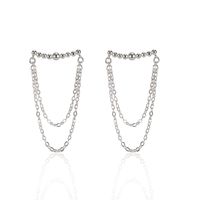 S925 Sterling Silver Double Chain Tassel Earrings Korean Fashion Personality Long Earrings main image 6