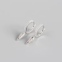 European And American Light Luxury S925 Sterling Silver Geometric Cone Diamond Ear Buckle Silver Earrings sku image 1