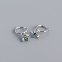 S925 Silver Geometric Mixed Color Zircon Simple Earrings sku image 1