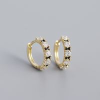 New S925 Silver Geometric Two-color Zircon Ear Ring Ear Buckle sku image 2