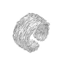 Korean S925 Silver Simple Irregular Geometric Texture Texture Open Ring Wholesale sku image 2