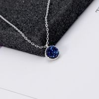 Accessories S925 Silver Chain Fashion Simple Inlaid Agate Crystal Bud Jewelry Earrings Ring Necklace sku image 3