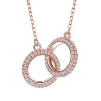 Korean Female Design Full Diamond Double Ring Pendant S925 Silver Necklace Wholesale sku image 1