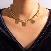 Hip Hop Alloy Disc Single Layer Thick Necklace Wholesale main image 1