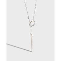 Korea S925 Sterling Silver Chain Geometric Square Long Necklace sku image 1