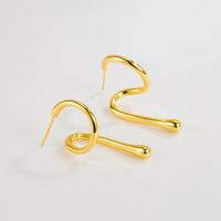 925 Sterling Silver Earrings Curve Earrings Personality Earrings sku image 1