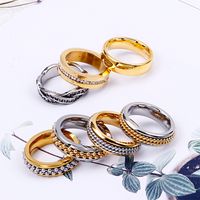 European And American Foreign Trade Men's And Women's Stainless Steel Small Round Bead Chain Micro Setting Ring Couple's Ring One Piece Wholesale main image 1