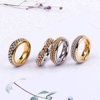 European And American Foreign Trade Men's And Women's Stainless Steel Small Round Bead Chain Micro Setting Ring Couple's Ring One Piece Wholesale main image 4