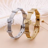 Fashion Bow Knot Titanium Steel 18K Gold Plated Bracelets In Bulk main image 4