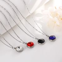 Fashion Titanium Steel Zircon Necklace Earrings Ladies Jewelry Set Wholesale main image 4